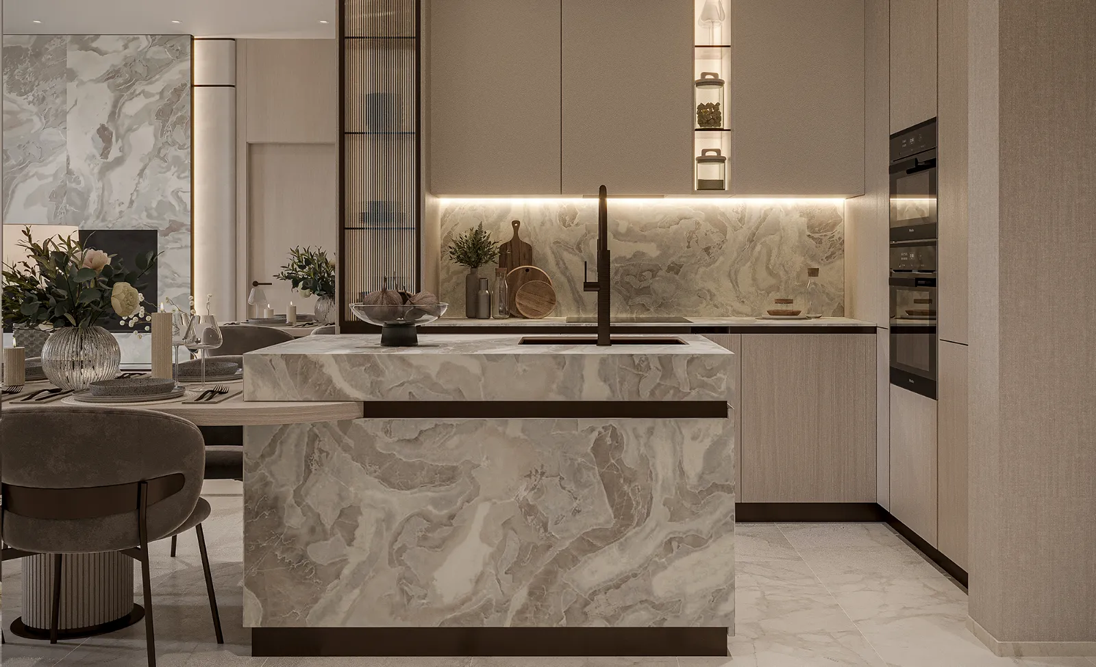 2 Bedroom Residence kitchen at 113 Residences by Iman
